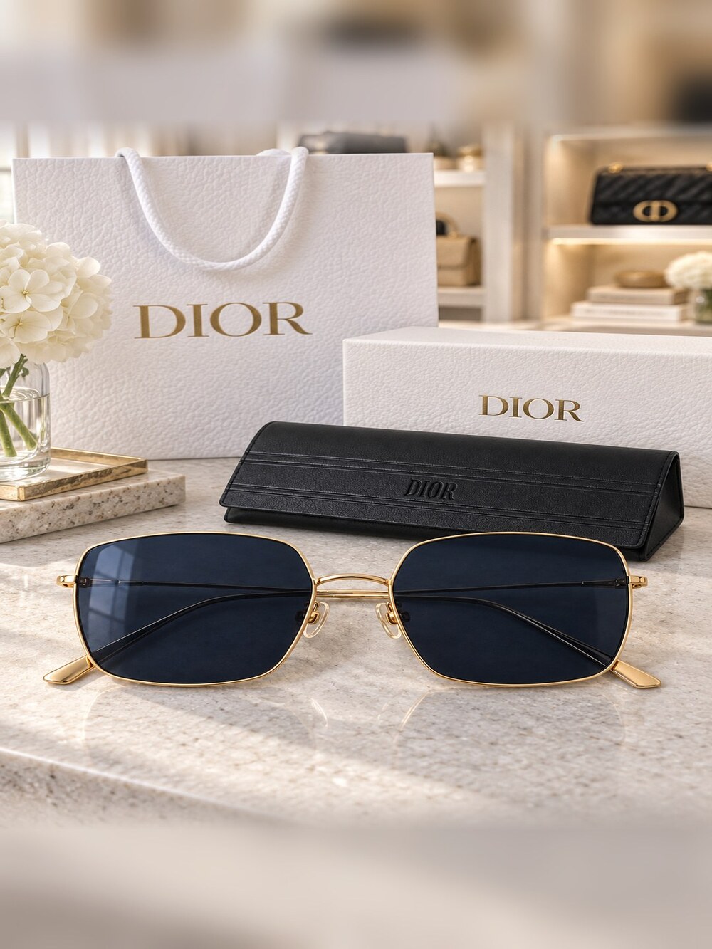 Dior Gold Frame Square Sunglasses - Picture 6 of 6